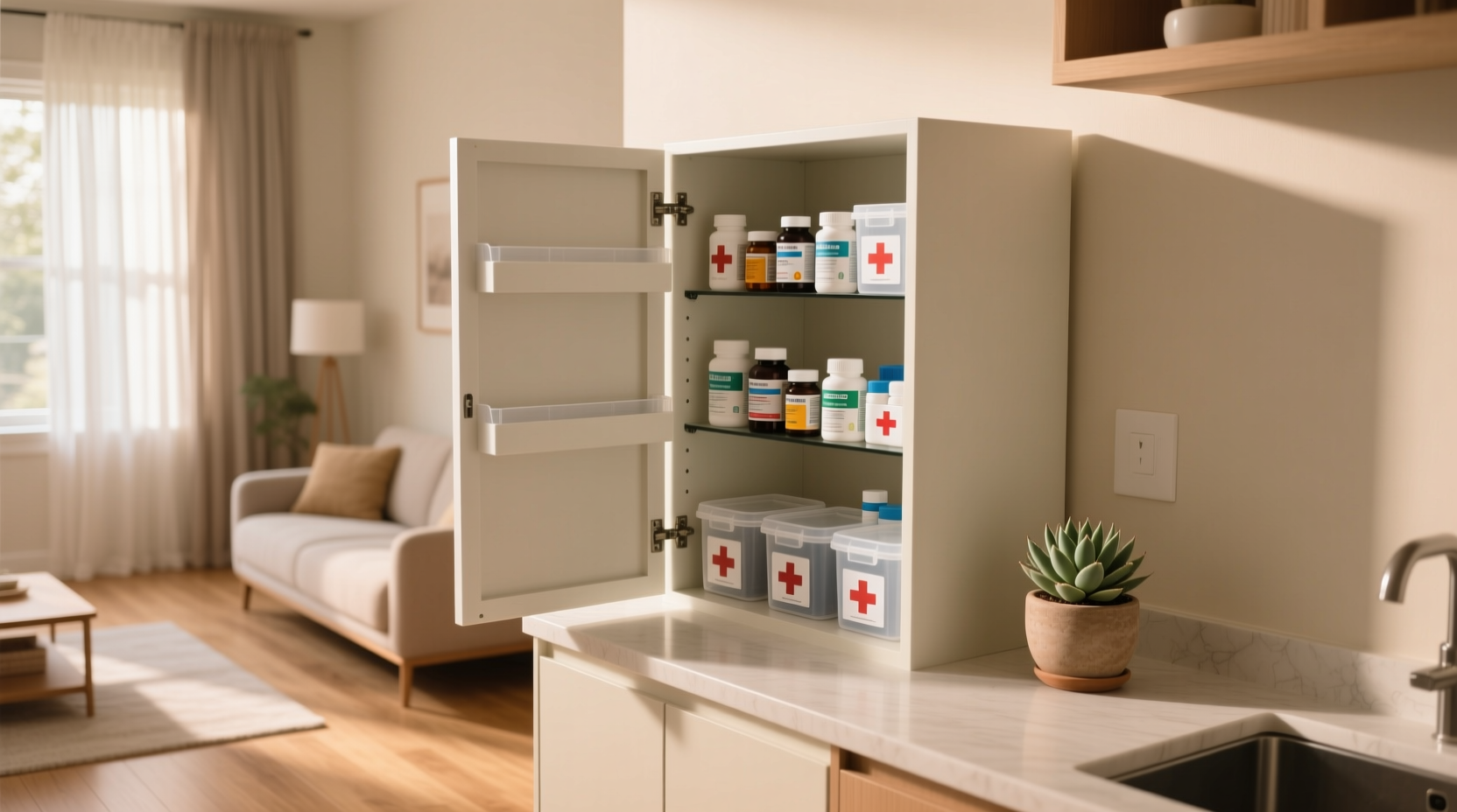 prepare for your guests by decluttering your medicine c