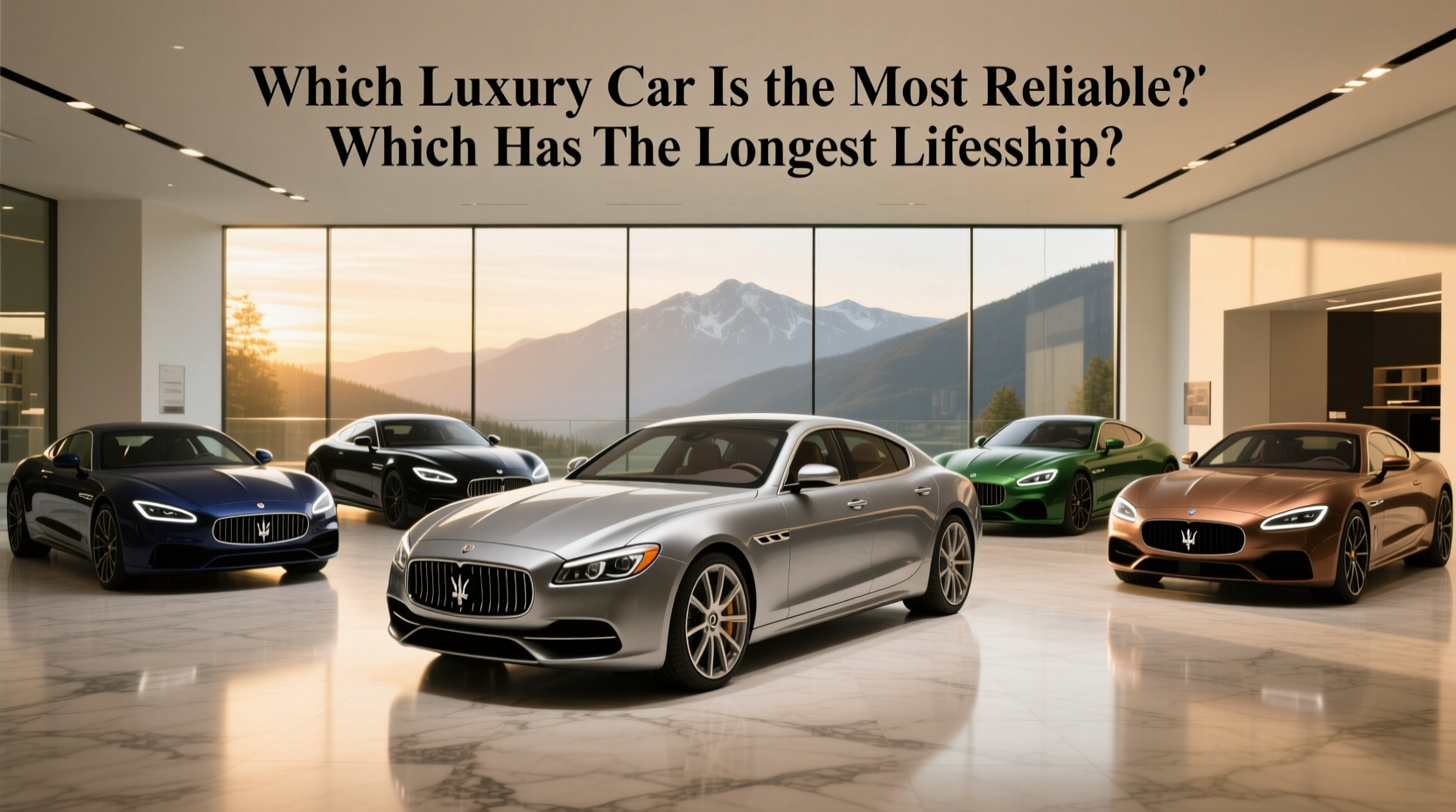Side profile of luxury sedan electric vehicle parked in city garage
