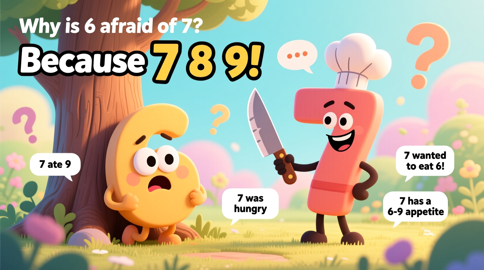 why is 6 afraid of 7 the joke explained and variations