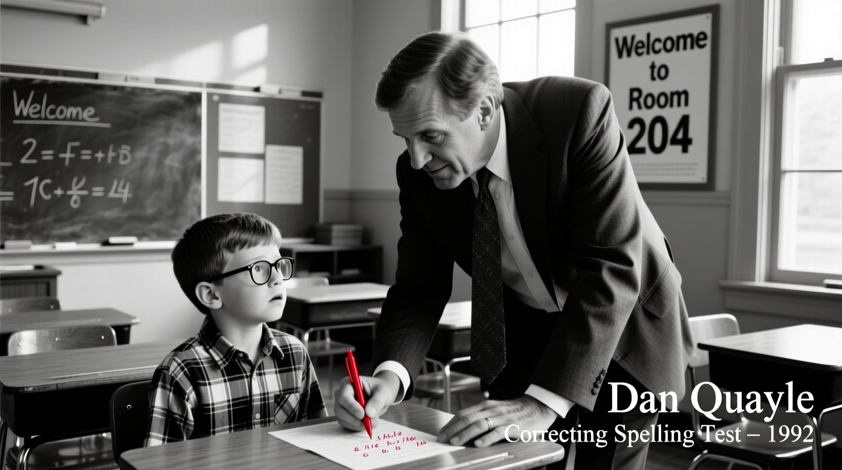 Dan Quayle correcting student spelling test 1992