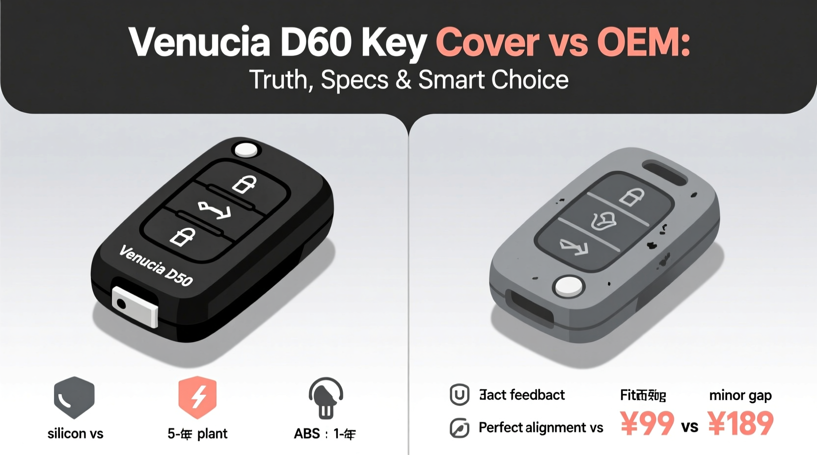 venucia d60 key cover vs oem