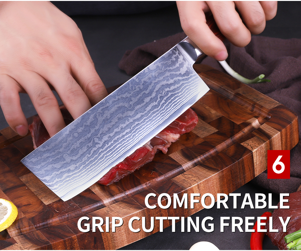 FINDKING 6 inch damascus nakiri knife pakka wood handle  67 layers damascus steel kitchen knife