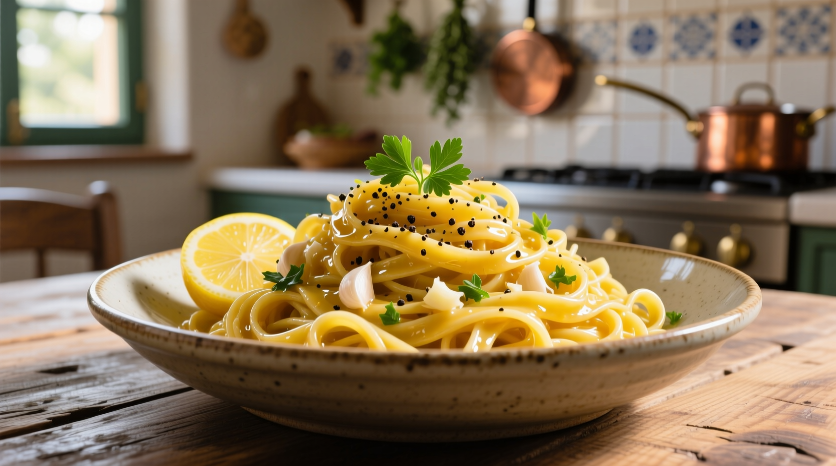 lemon garlic linguine