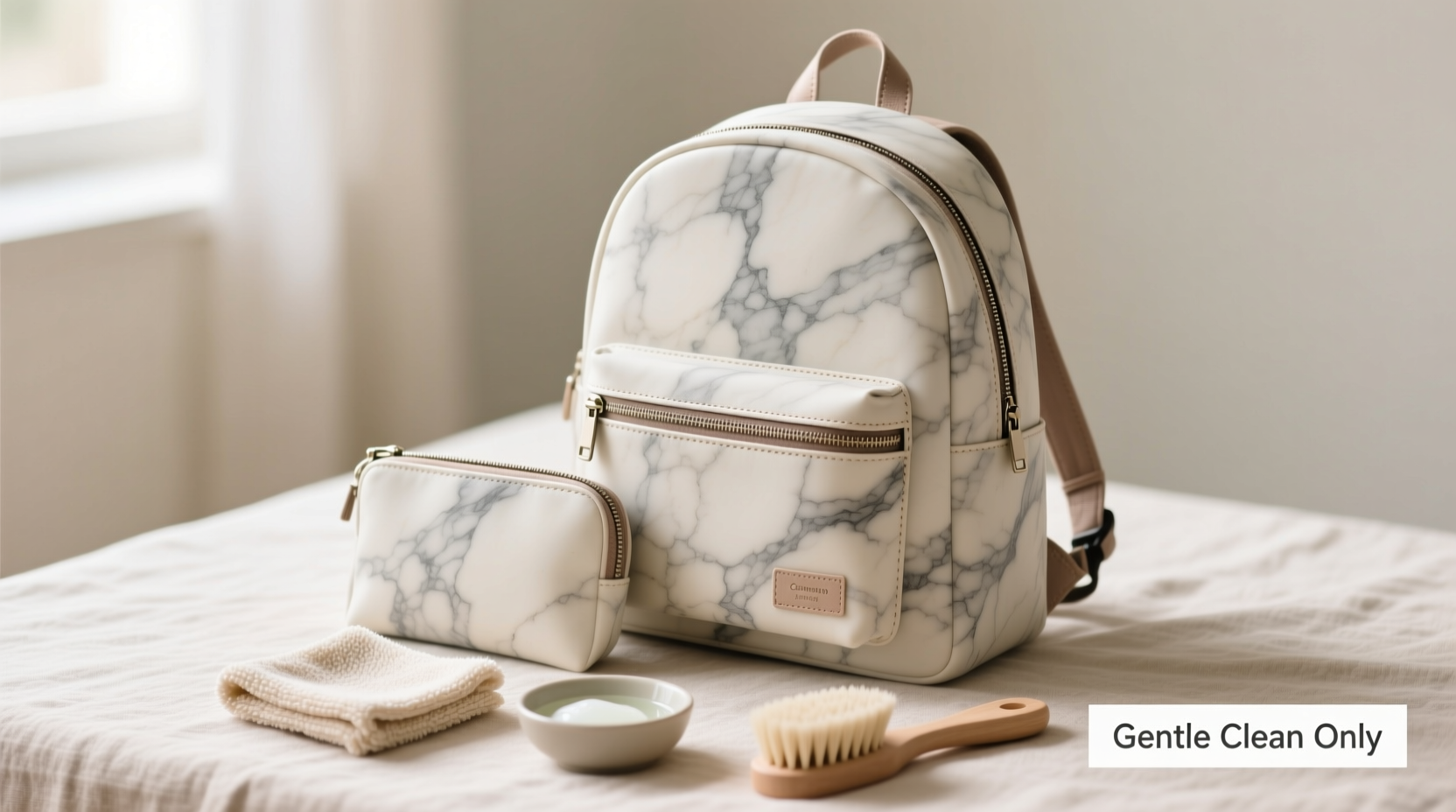 effective and gentle methods to clean your marble print backpack set without damage