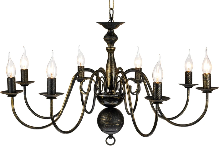 Hot sale 8 lights antique black iron decorative chandelier