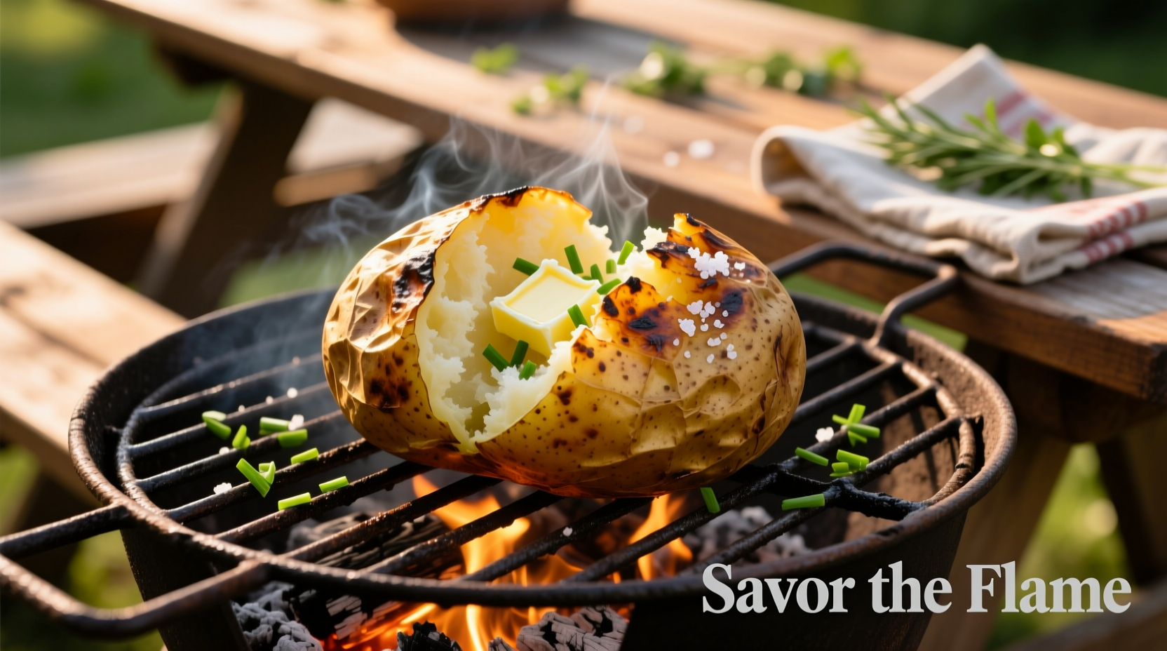 baked potato on grill