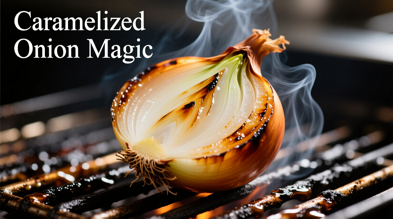 Halved onion being rubbed on hot grill grate