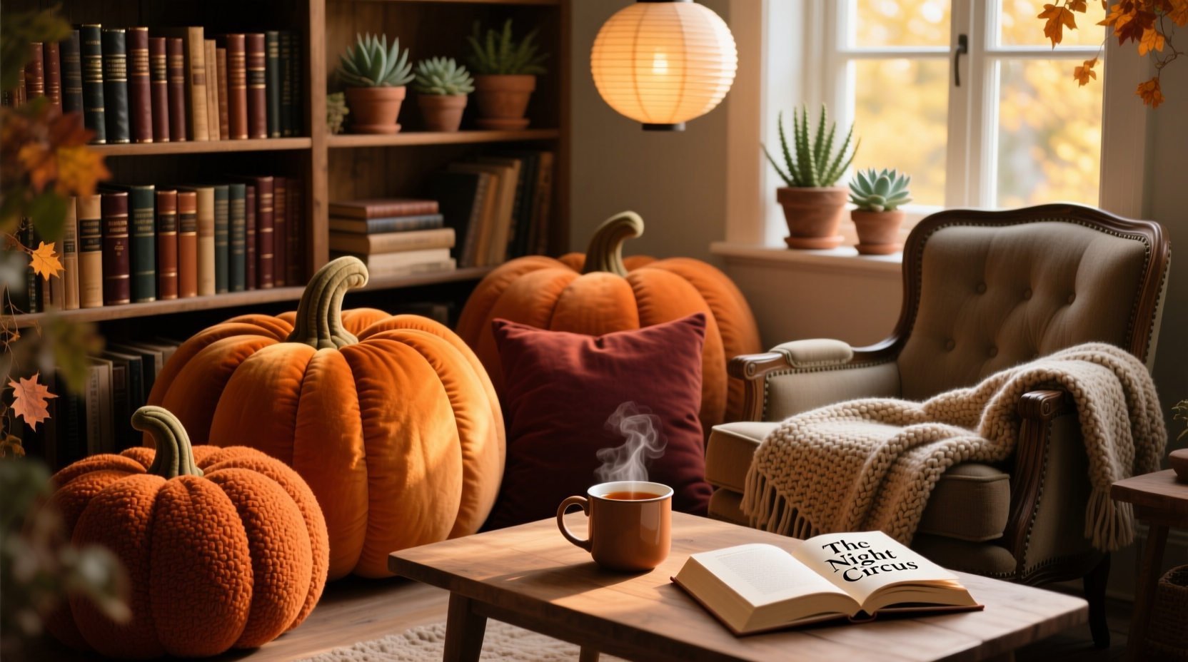 transform your space using pumpkin cushions to craft the ultimate cozy reading nook
