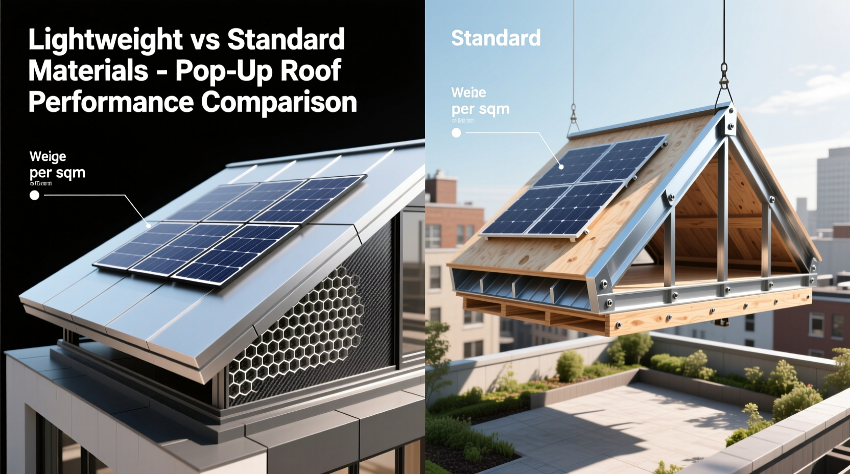 comparison of lightweight versus standard materials for pop up roof construction