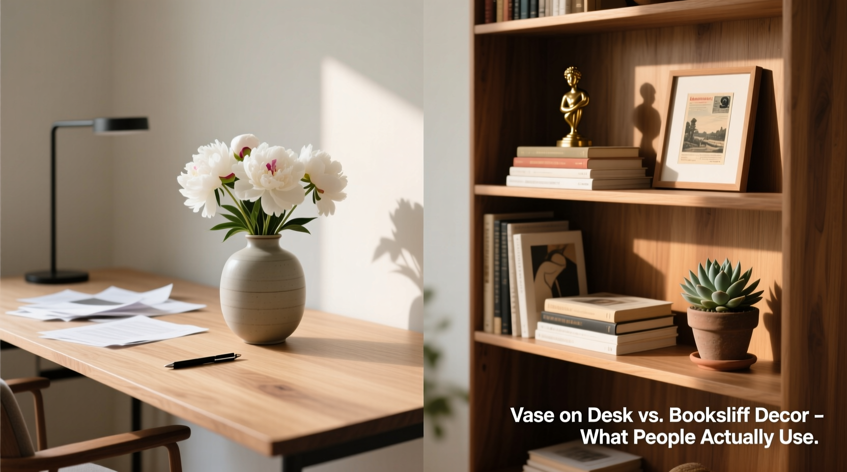 is a vase on a desk really better than bookshelf decor what are people actually using