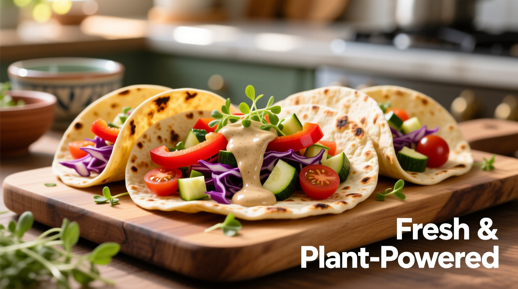 Cauliflower tortillas with fresh vegetable fillings