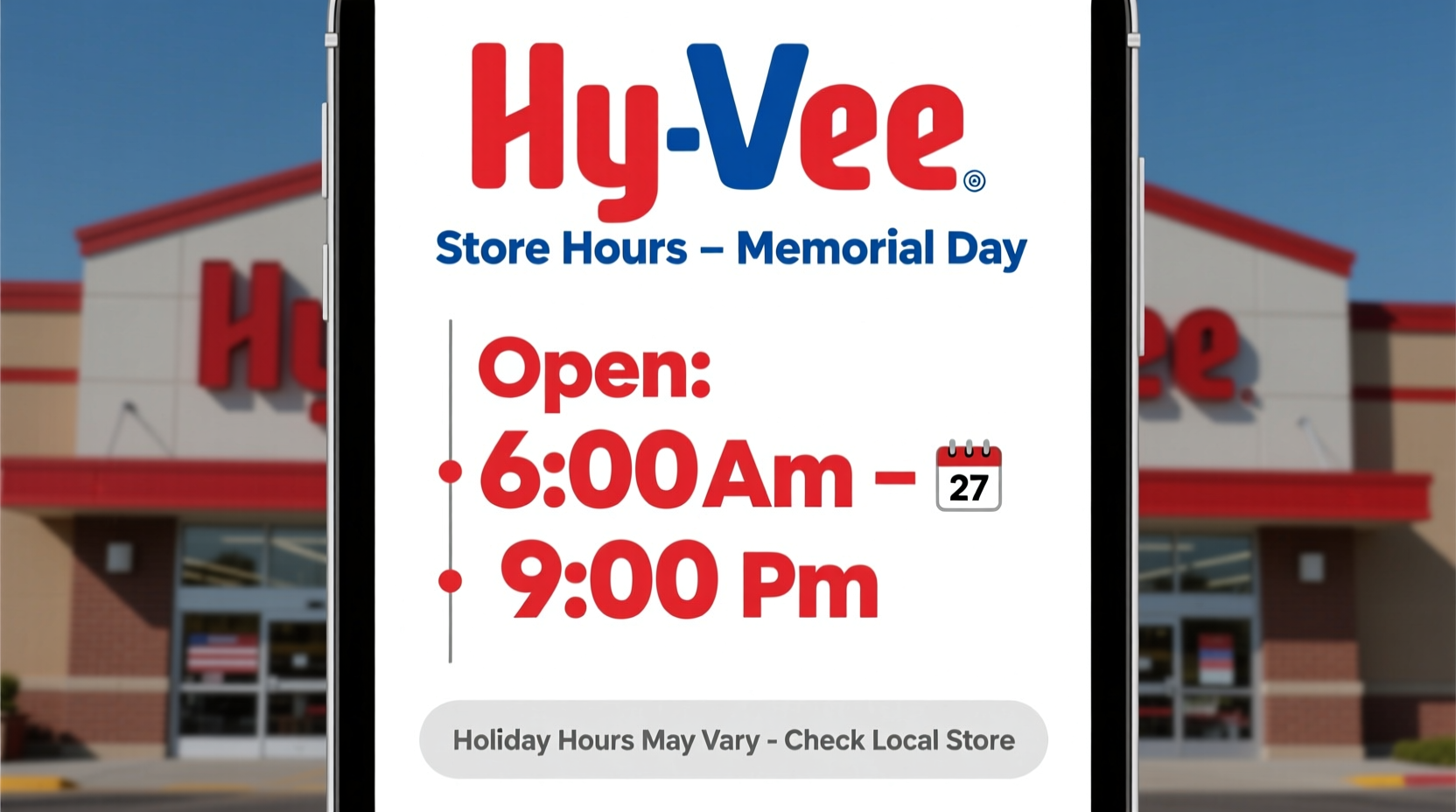 is hy vee open on memorial day