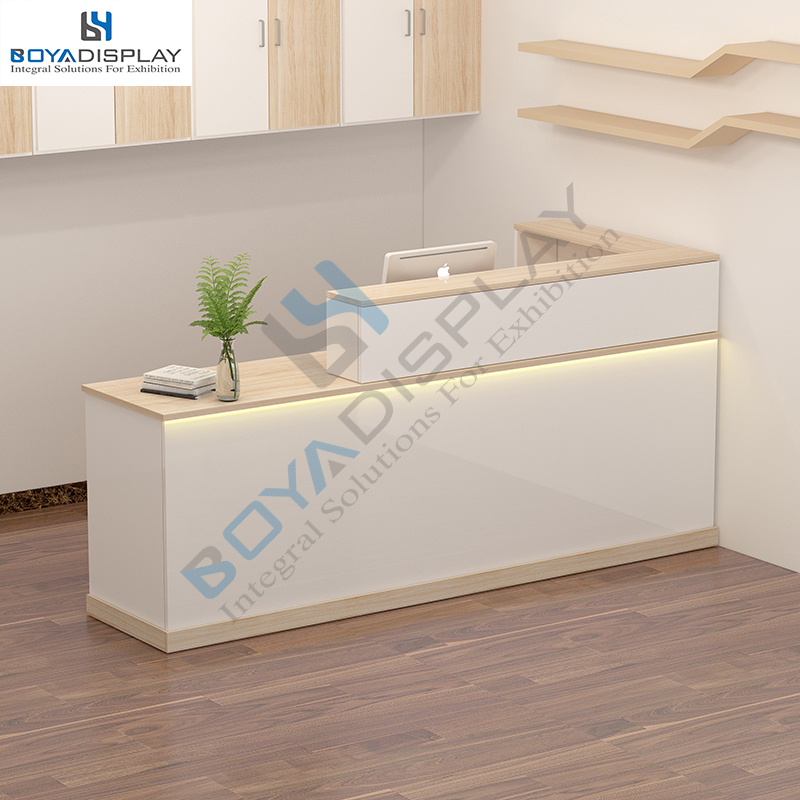 Custom Made white and black hair salon reception desk counter for retail store