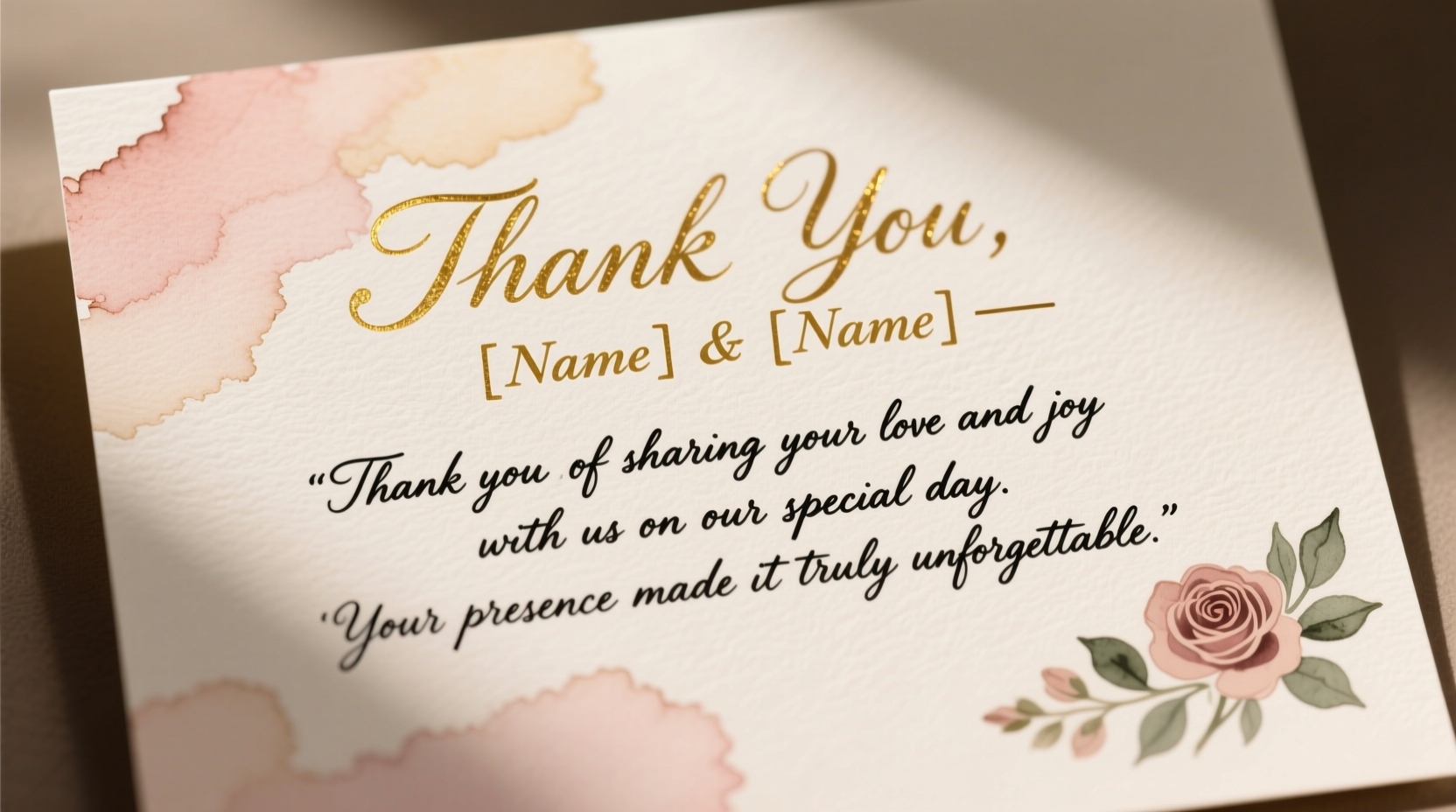 how to write a wedding thank you card