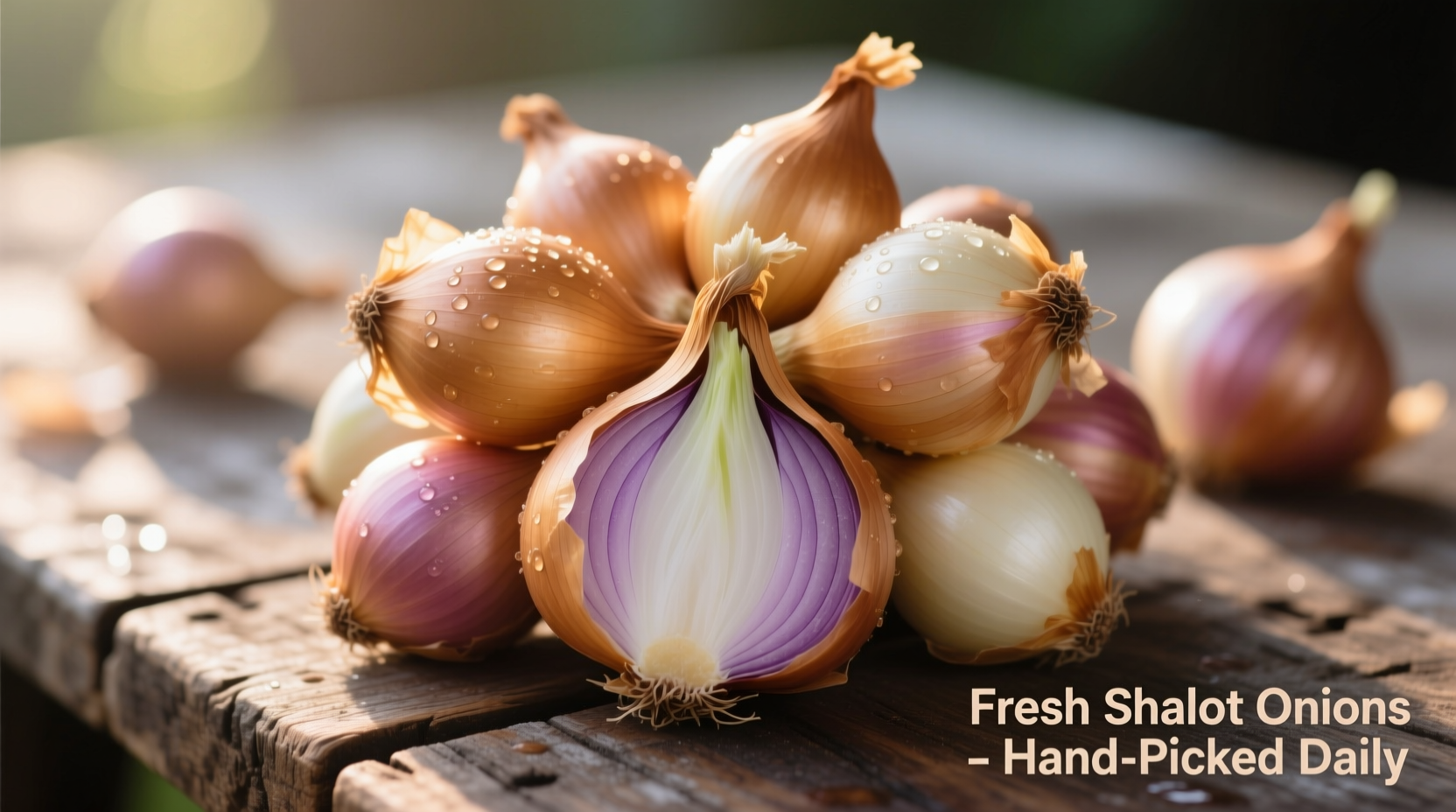 Fresh shalot onions with papery skin and cloves