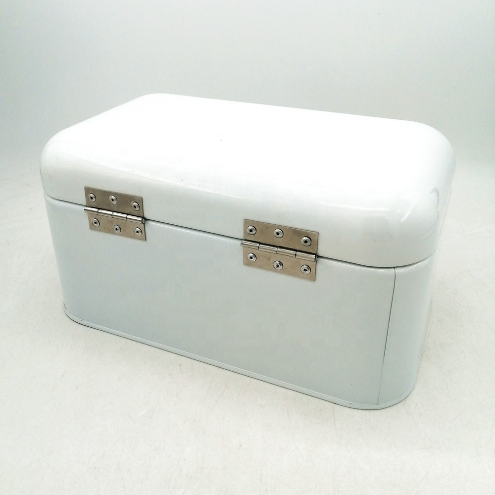 Rectangle Metal Steel Bread Box Container Food Storage Bin with Front Window