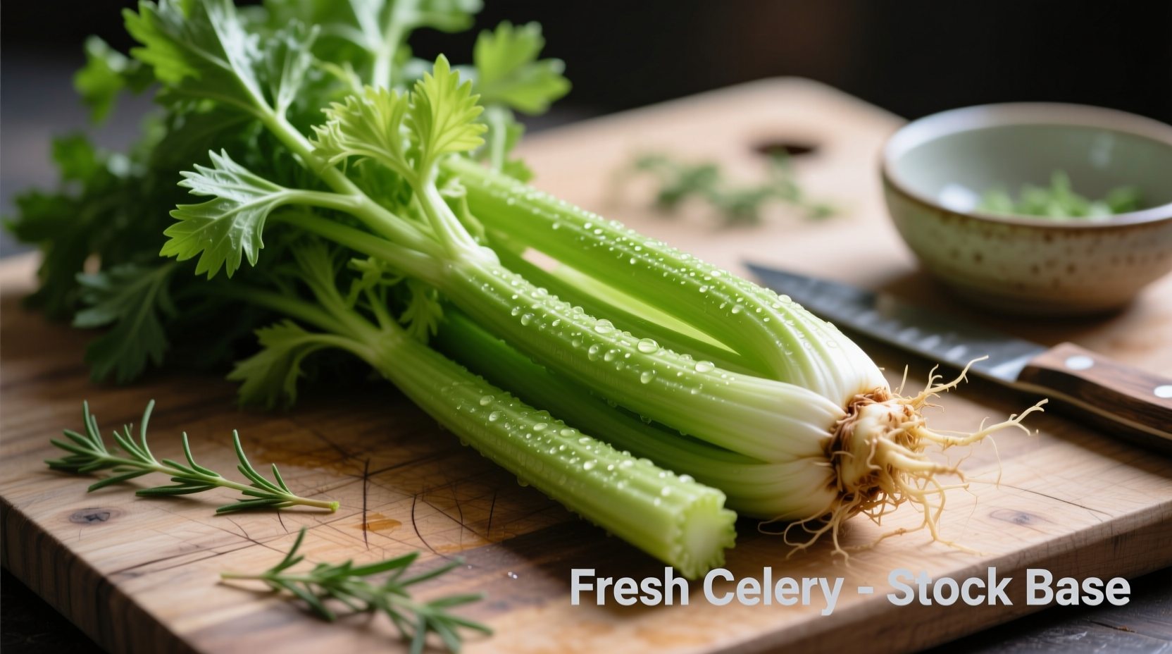 Fresh celery with leaves for stock preparation
