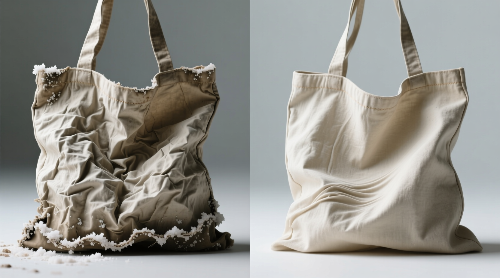 damaged canvas bag after washing shrinkage fading