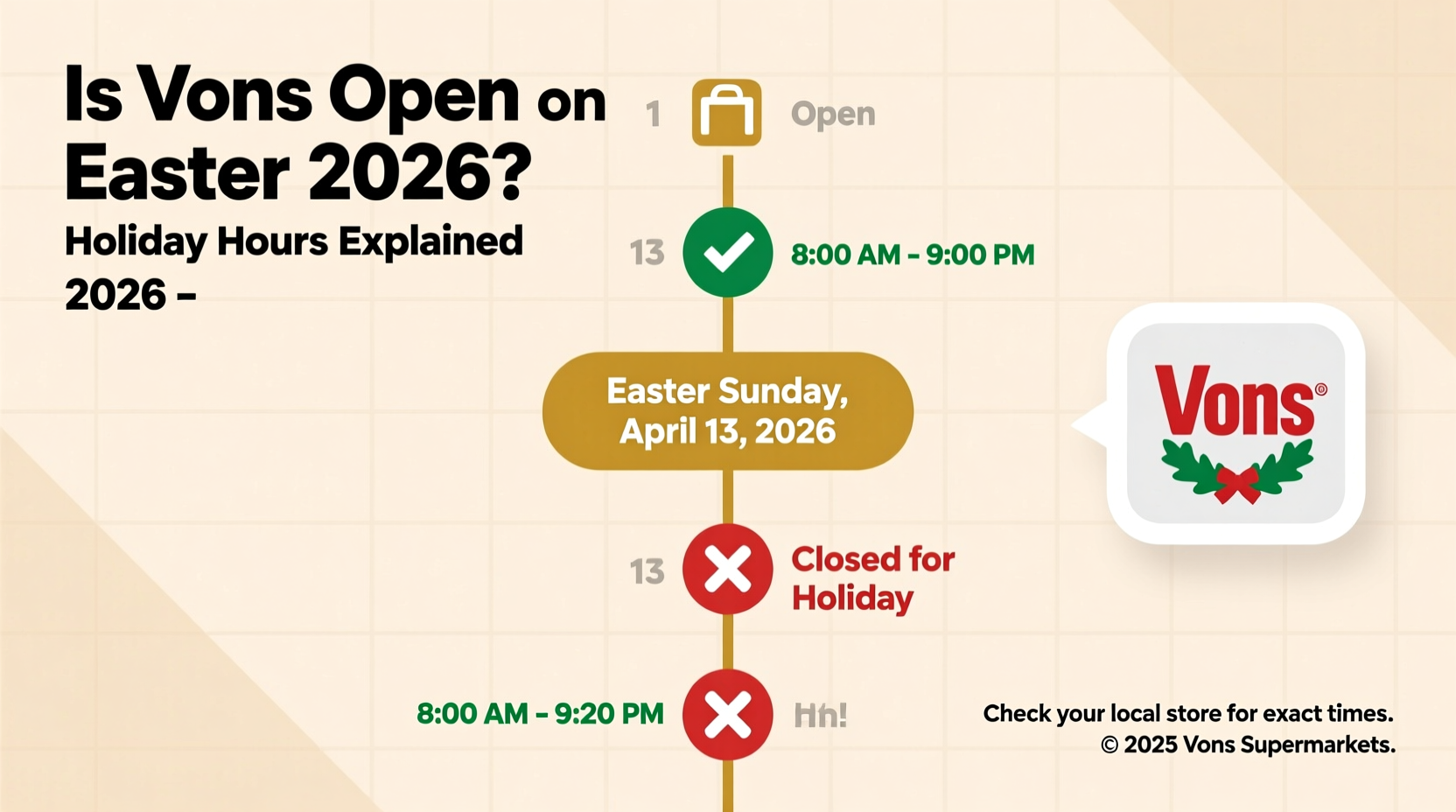 is vons open on easter 2026