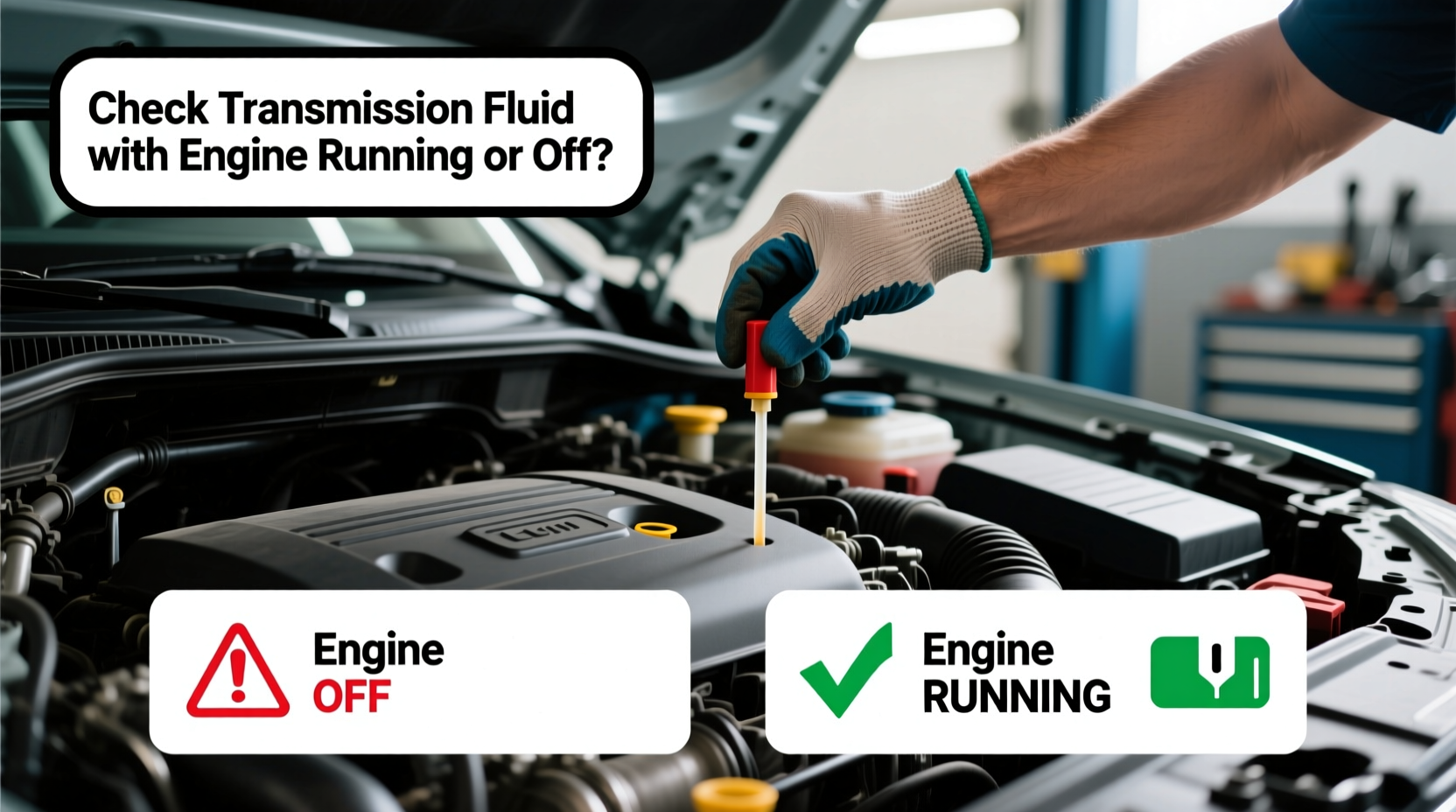 do you check transmission fluid with car on or off