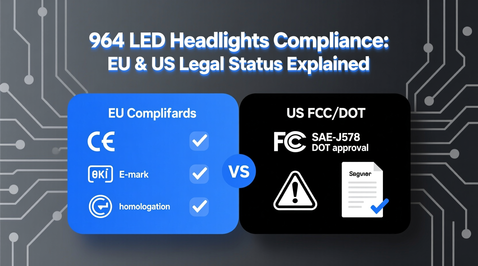 964 led headlights compliance