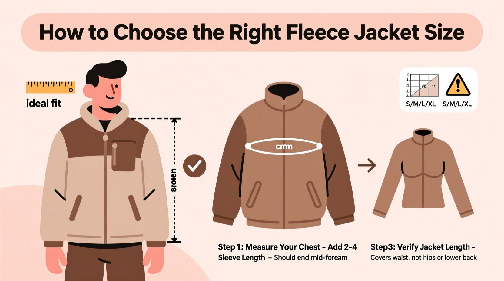 step by step tips for choosing the right size fleece jacket when shopping online