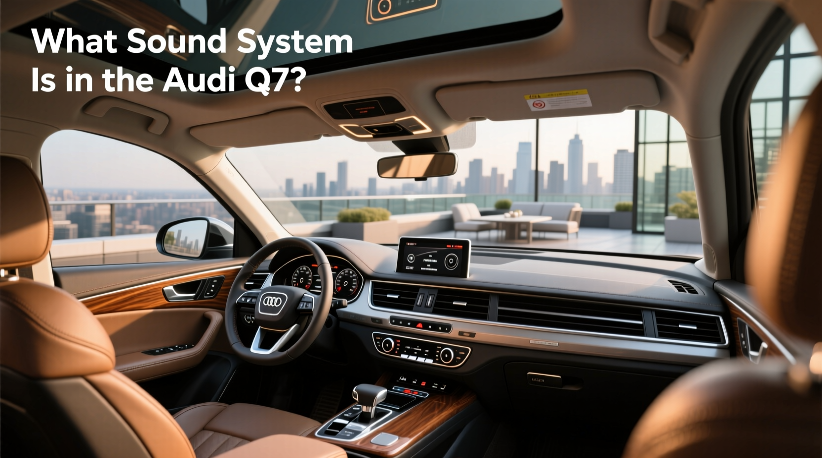 Interior view of Audi Q5 showing dashboard-mounted acoustic lenses of Bang & Olufsen sound system