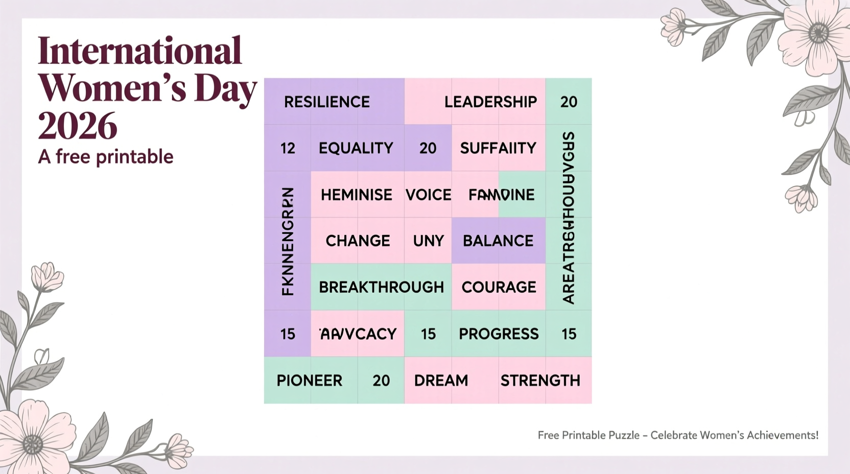 womens day word search
