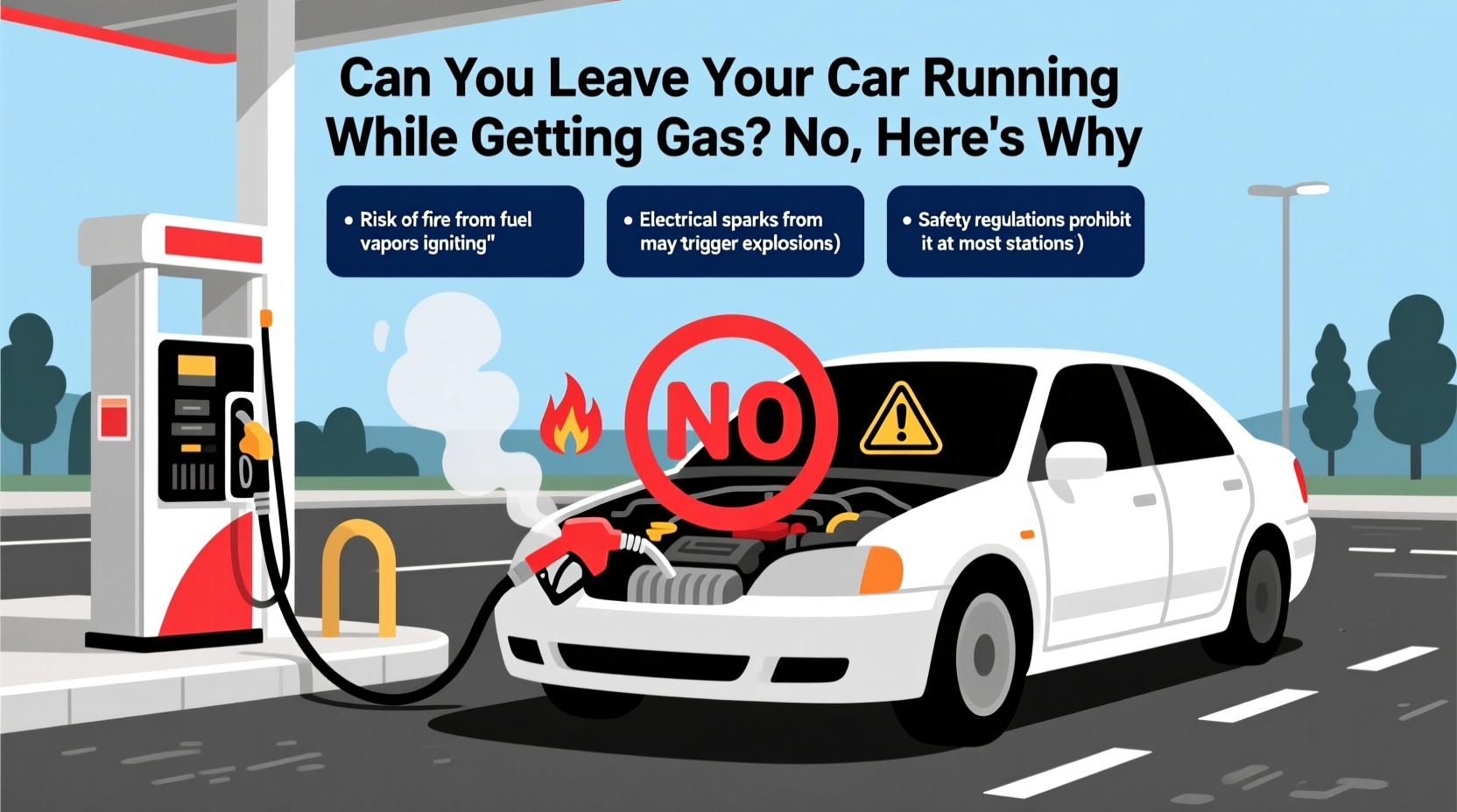 can i leave my car running while getting gas