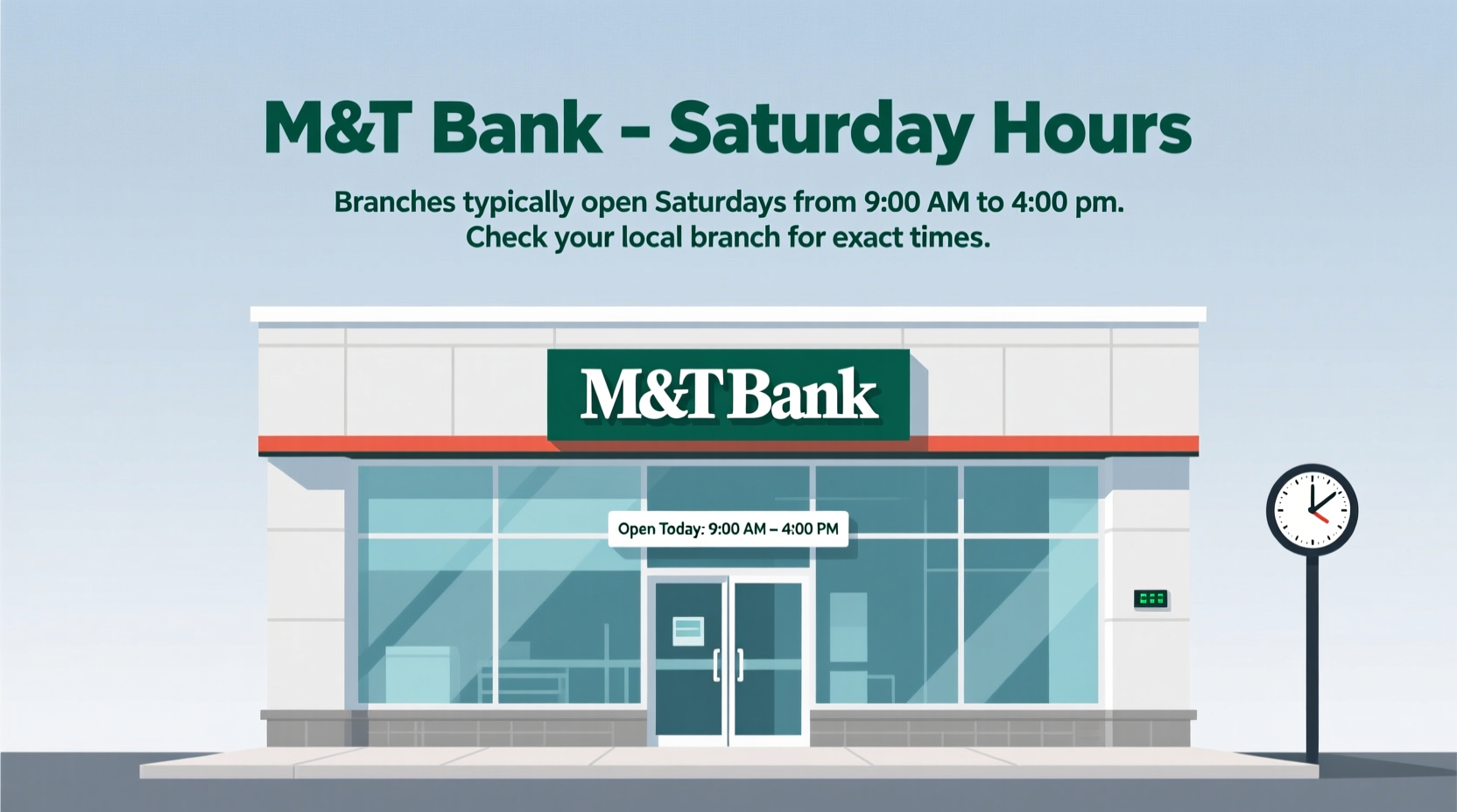 is m and t bank open on saturday