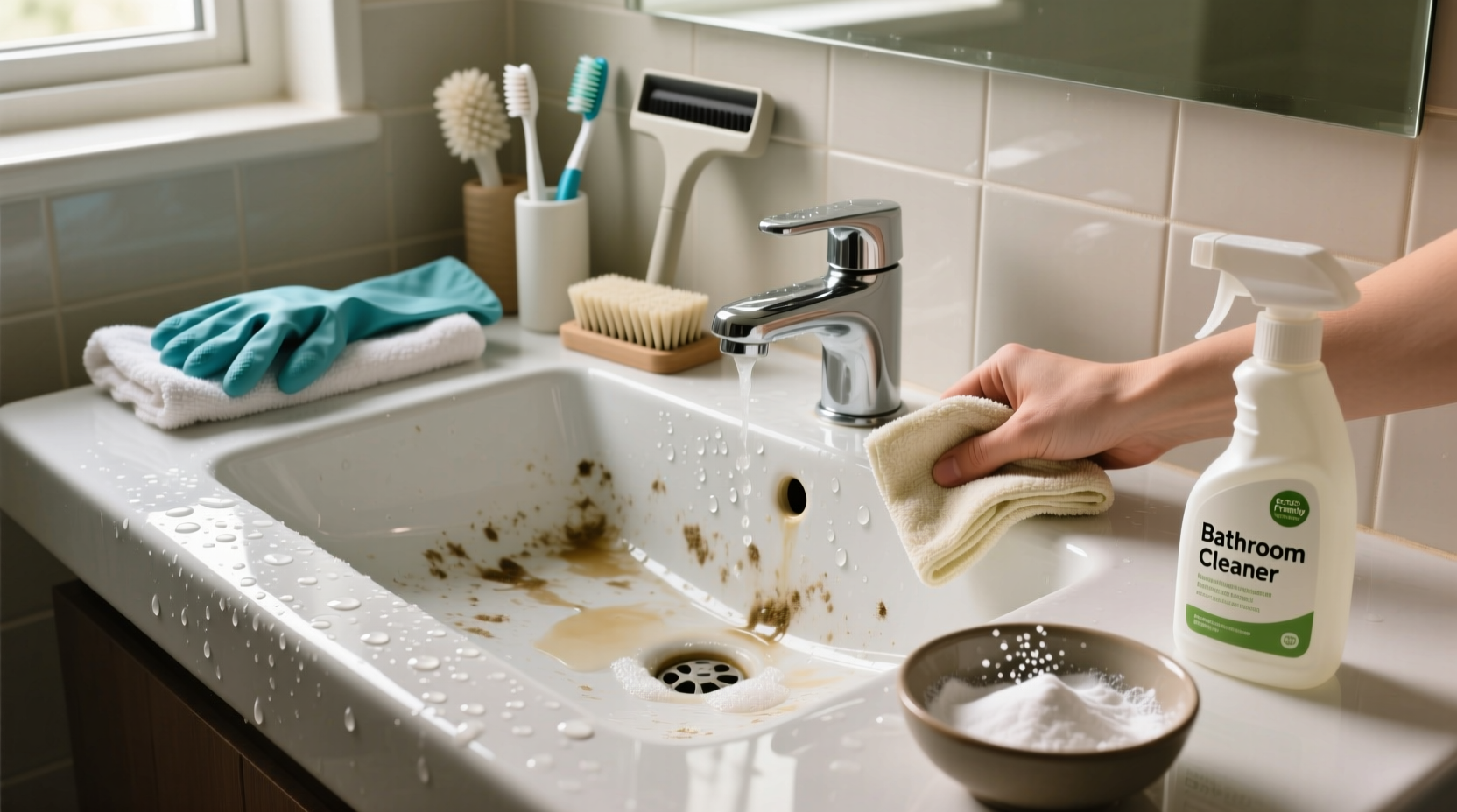 how to clean bathroom sink