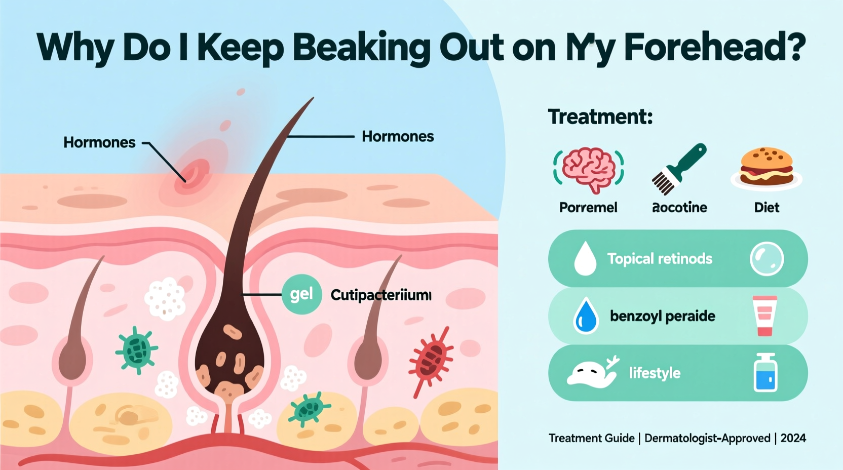 why do i keep breaking out on my forehead causes treatment