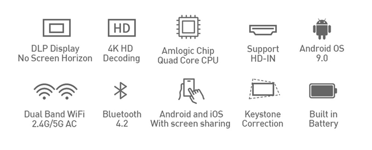 Super Mini home cinema 4K HD smart Android wireless DLP projector