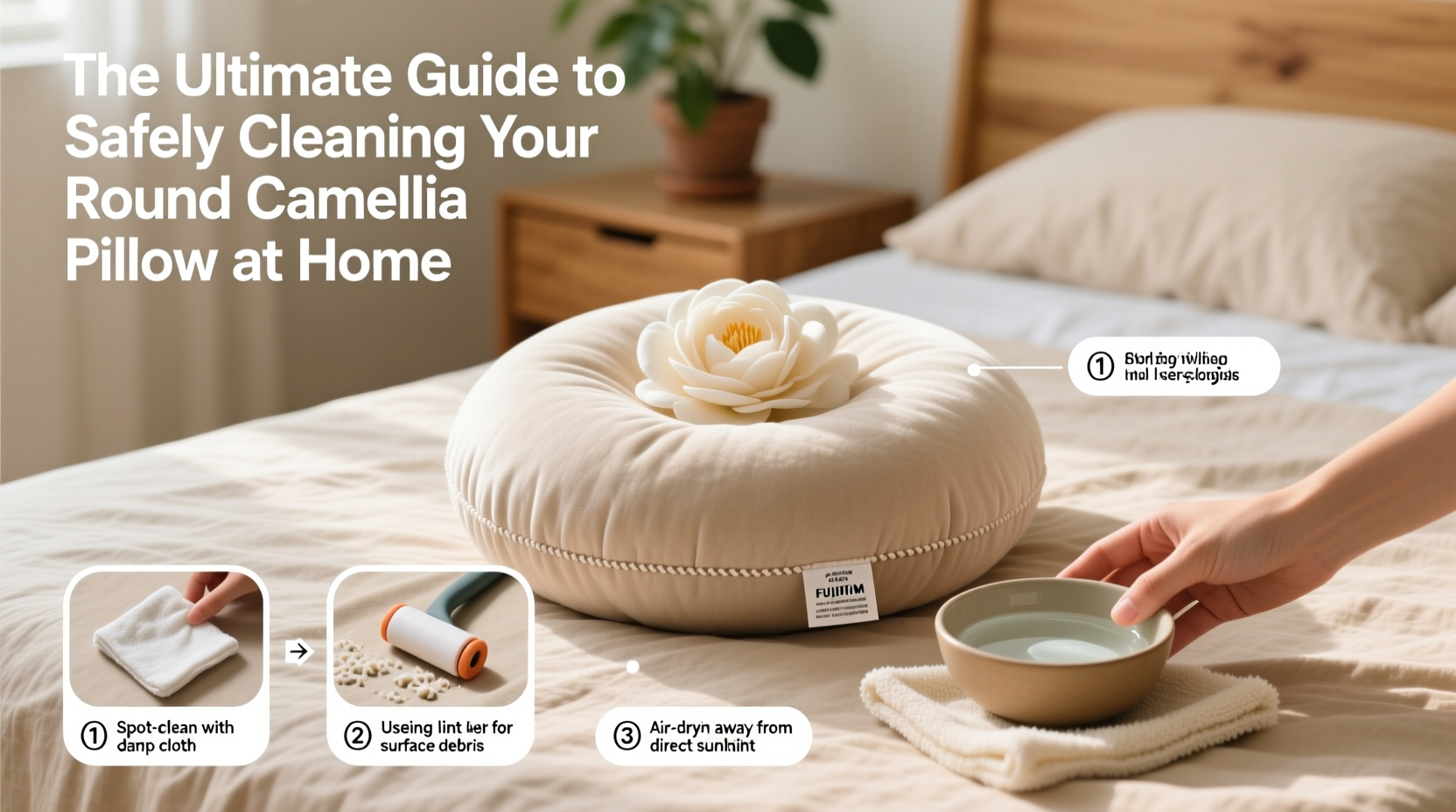 the ultimate guide to safely cleaning your round camellia pillow at home