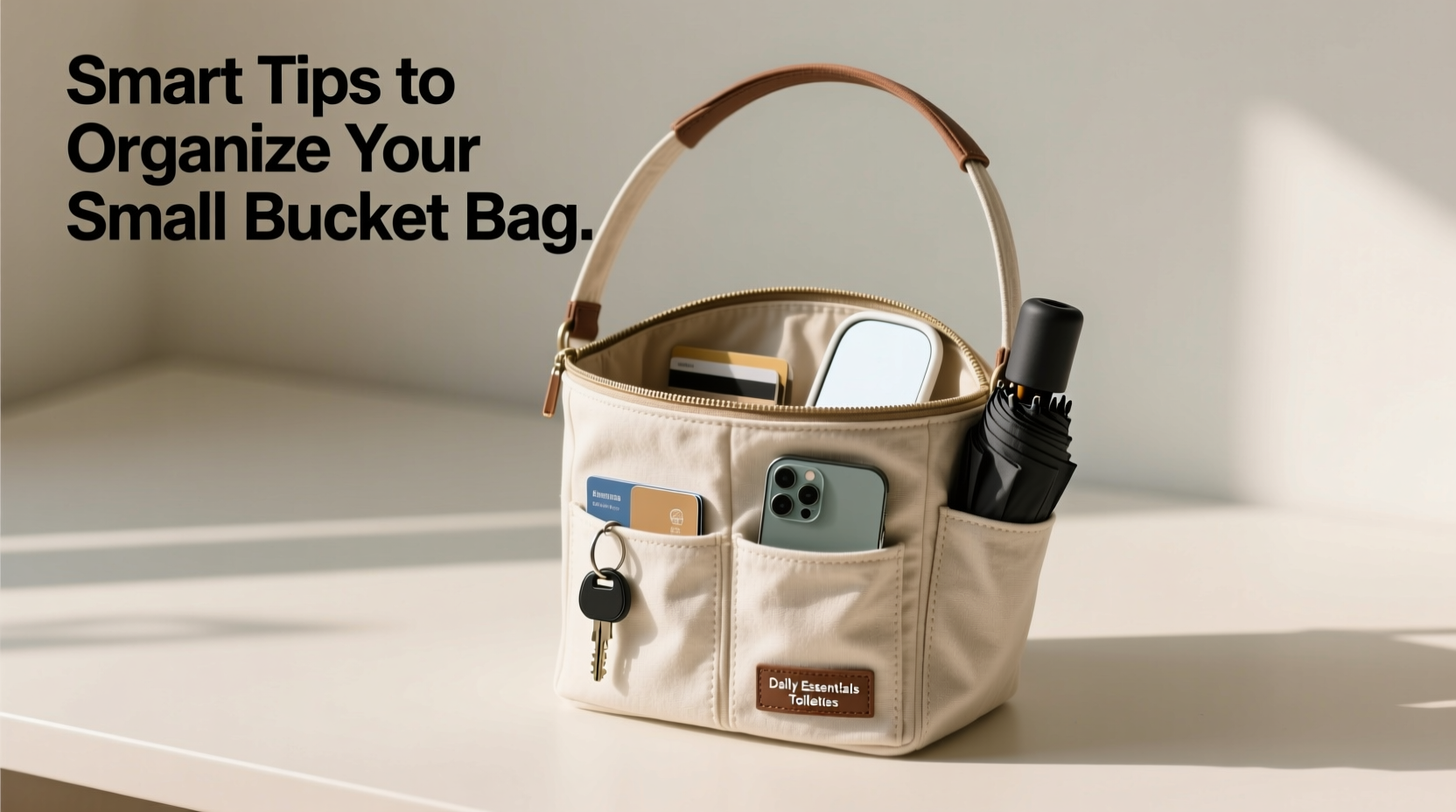smart tips to organize your small bucket bag for maximum space and easy access