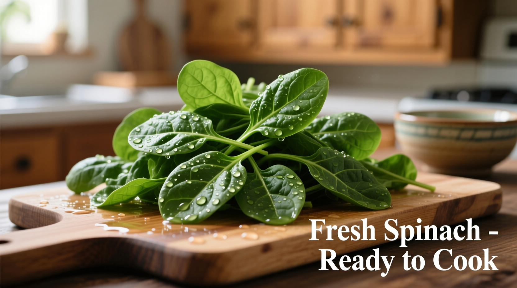 Fresh spinach properly washed and ready for cooking