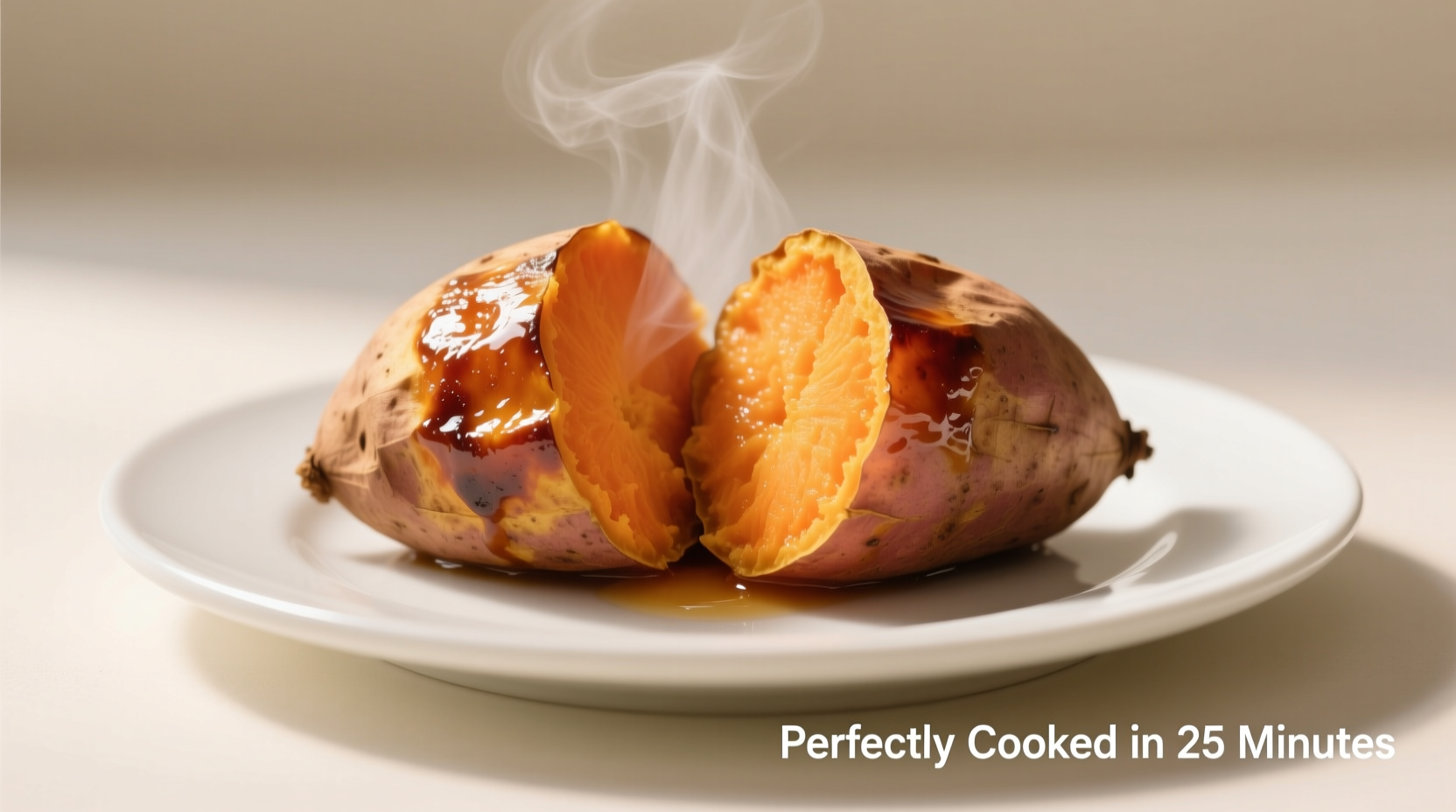 Perfectly cooked Instant Pot sweet potatoes on white plate