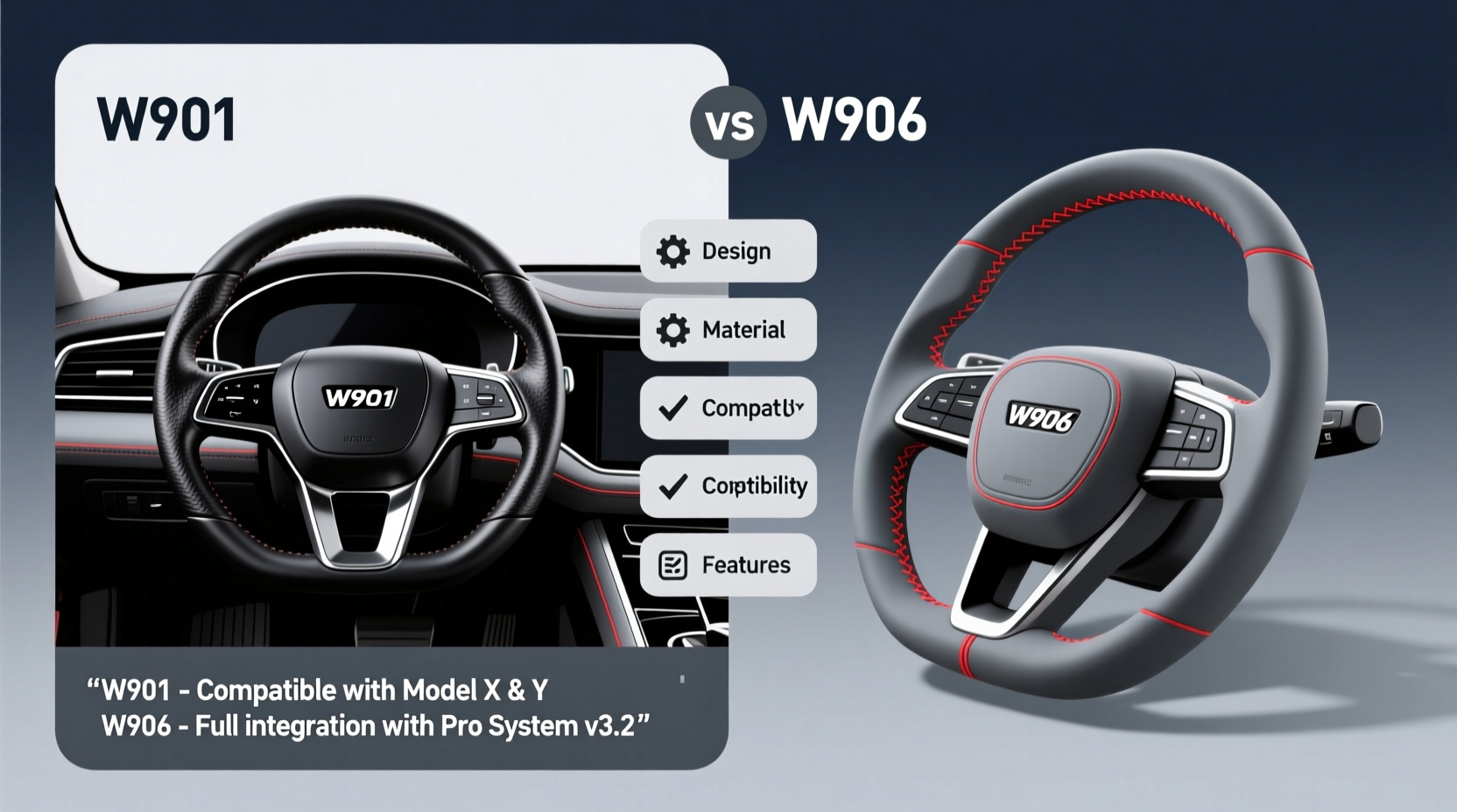 w901 vs w906 steering wheel
