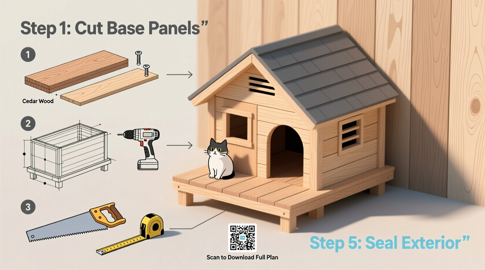 step by step guide to downloadable pdf plans for building a durable wooden feral cat house