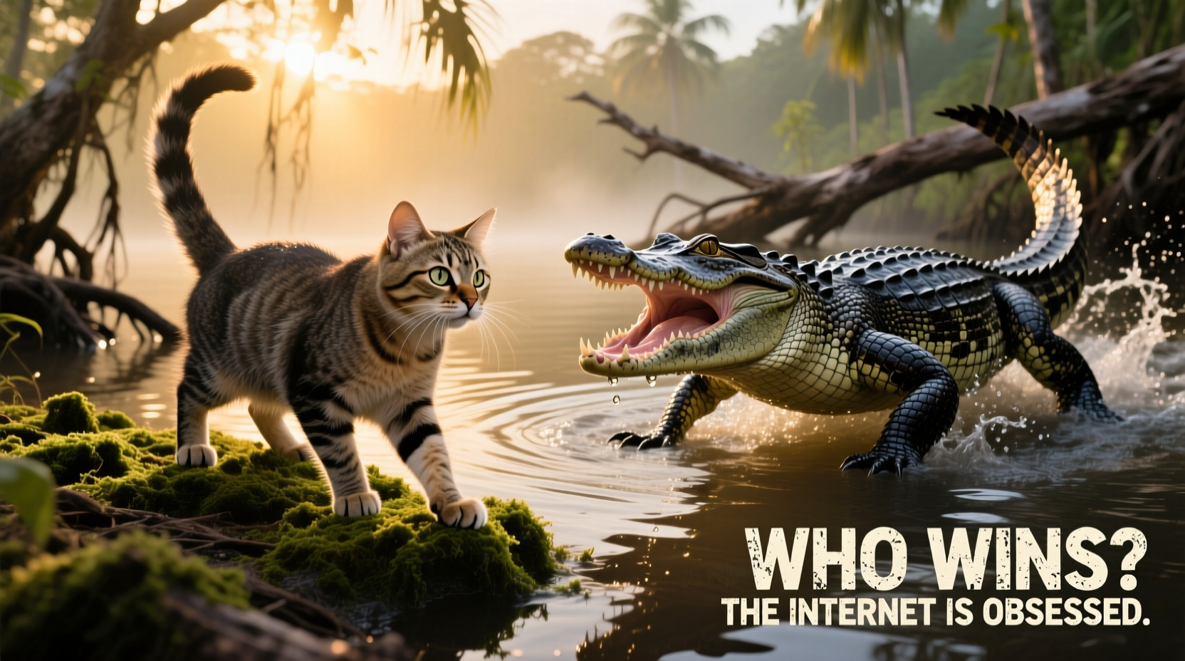 if a house cat fought an alligator who would win the internet is going crazy over this