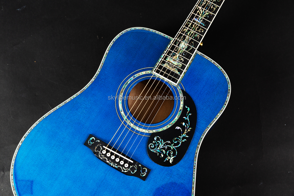 アコースティックギター キルテッドメイプル キルトメイプル、青色デラックス41インチのアコースティックギター