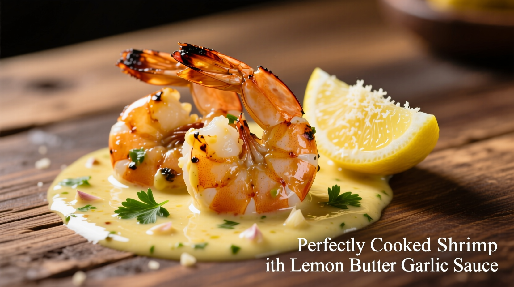 Perfectly cooked shrimp in lemon butter garlic sauce