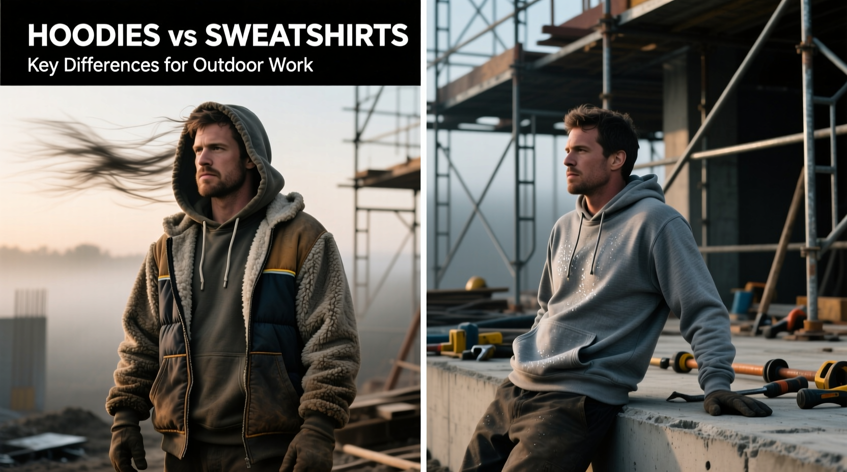 hoodies vs sweatshirts outdoor work