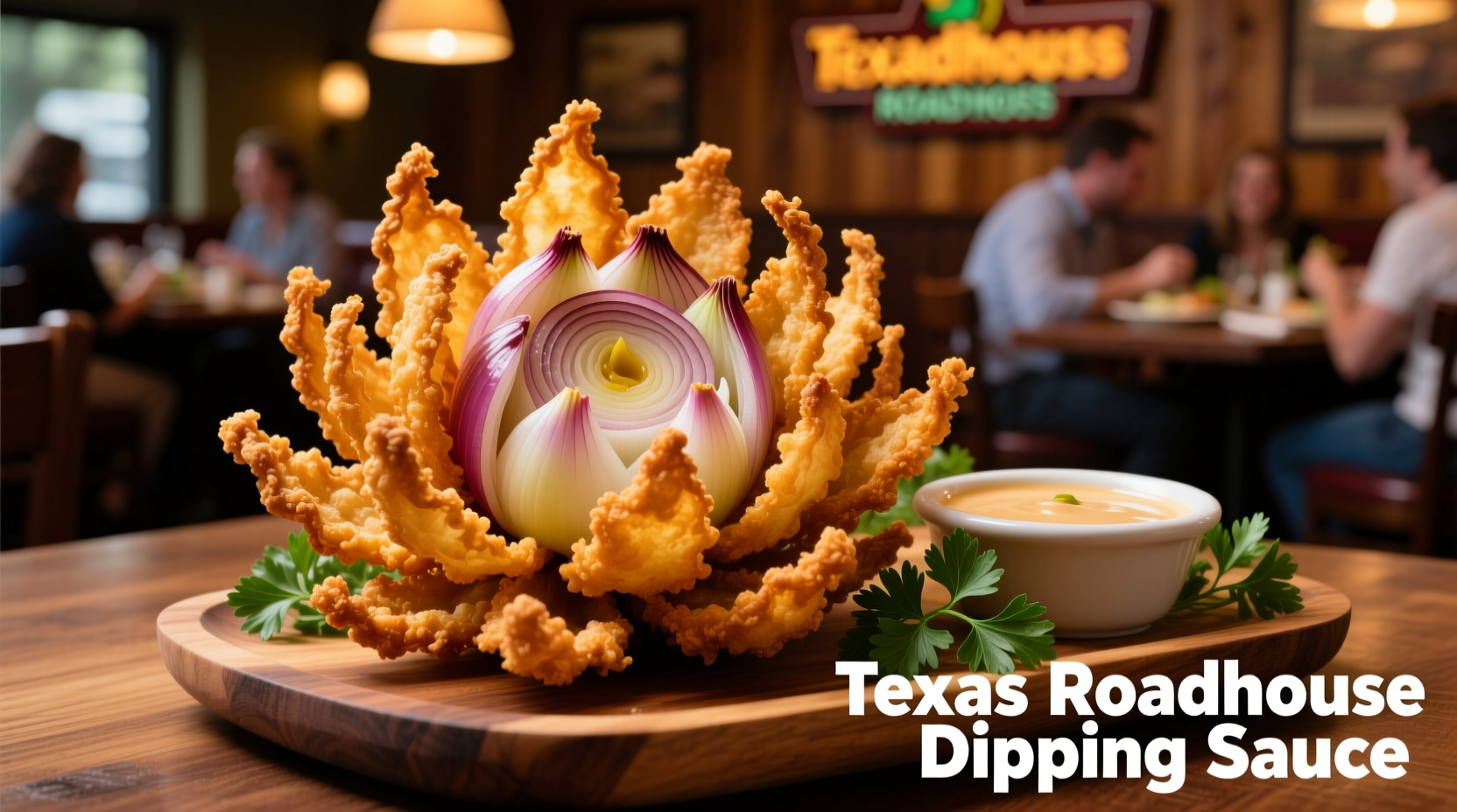 Texas Roadhouse Bloomin Onion with dipping sauce