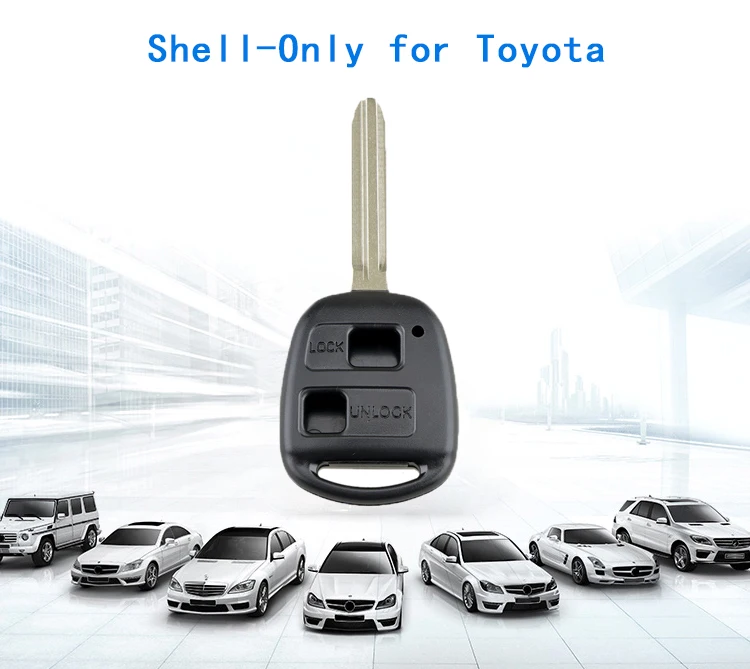 2 Buttons TOY43 Blade Car Blank Key Shell Case for Toyota Corolla Land Cruiser Yaris