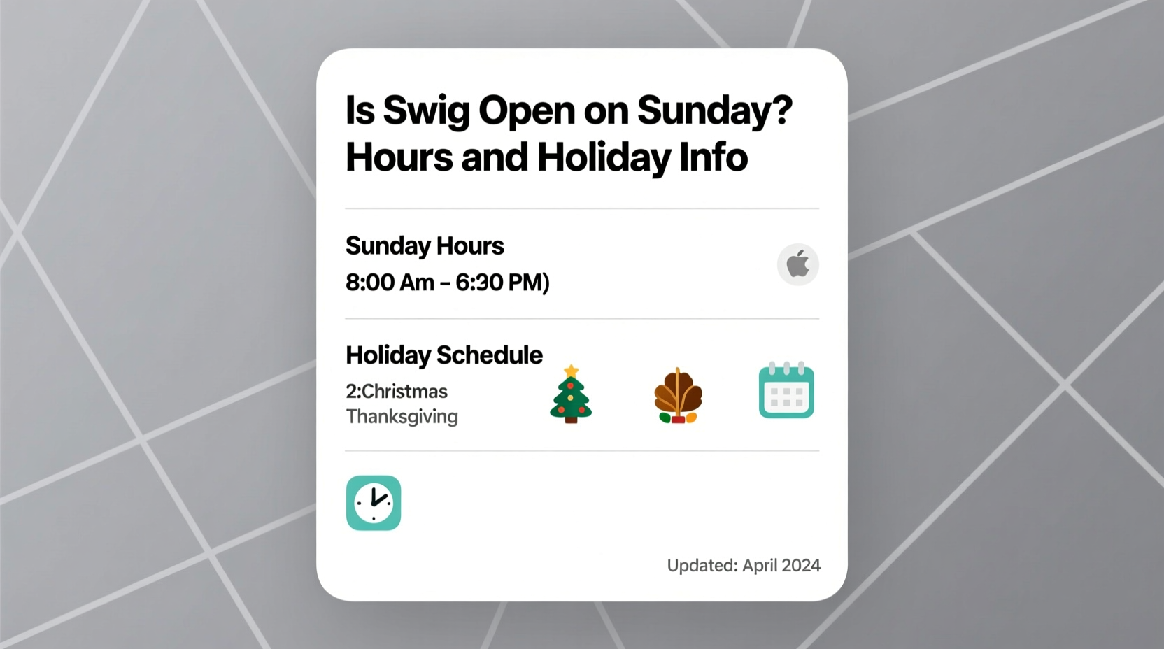 is swig open on sunday