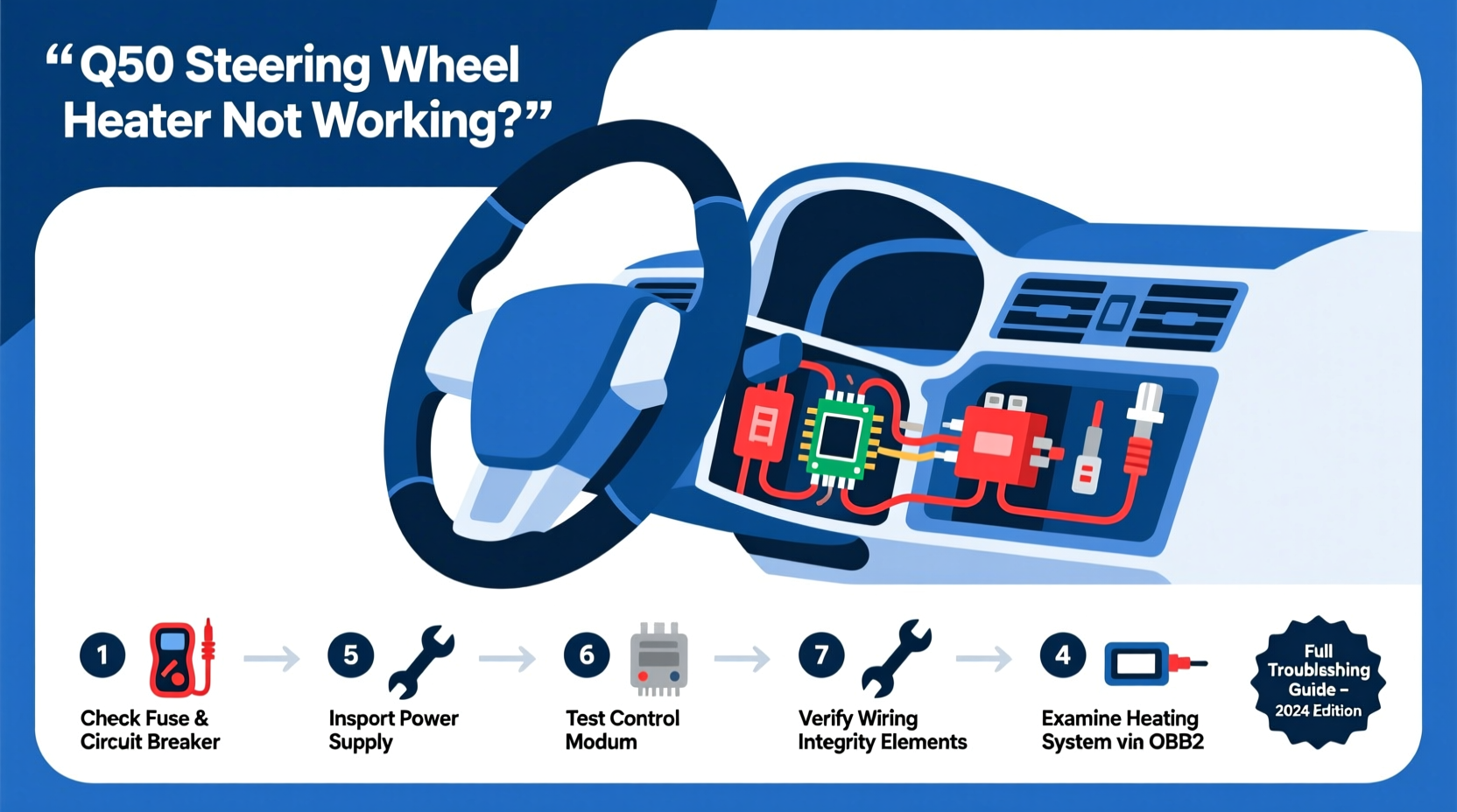 q50 steering wheel heating troubleshoot