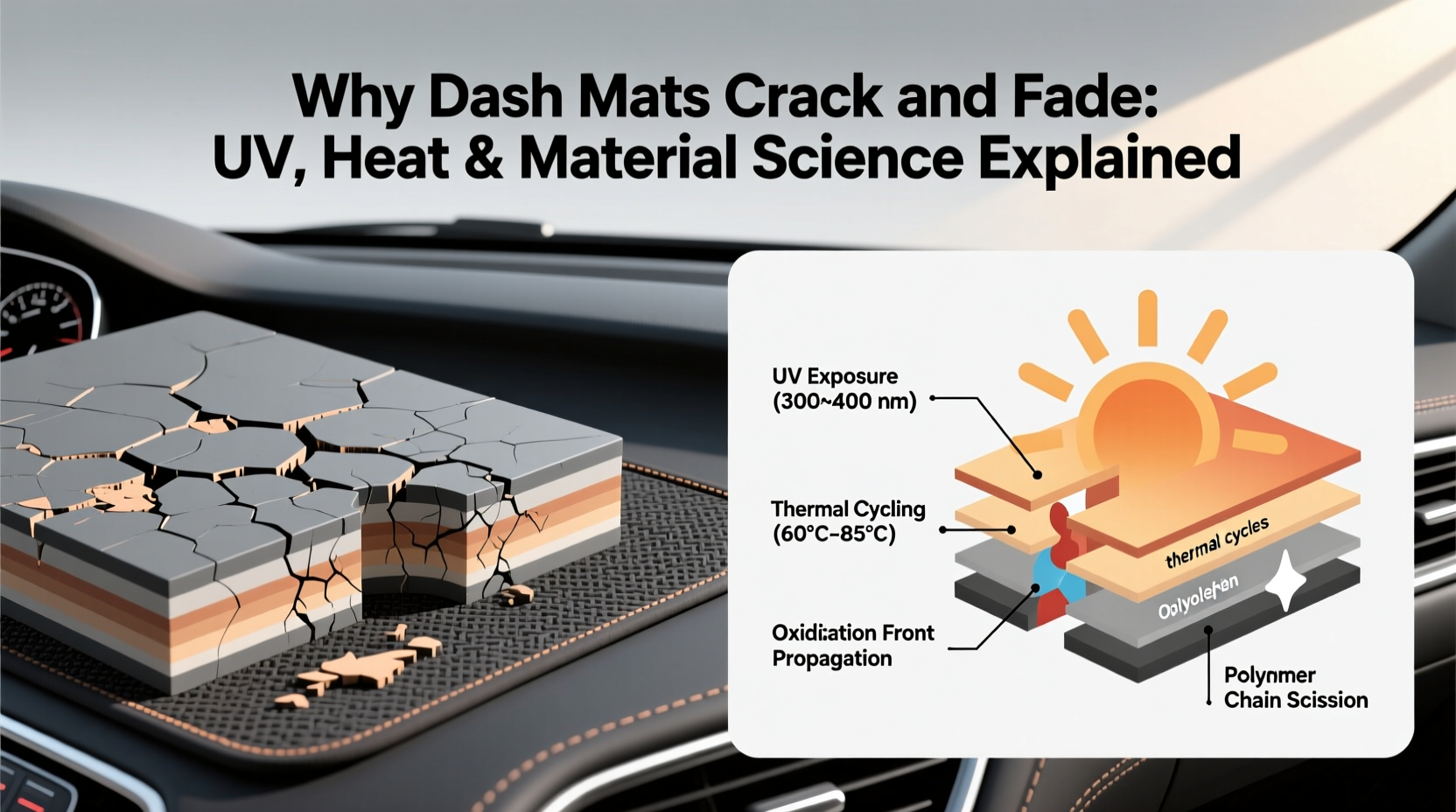why dash mats crack fade