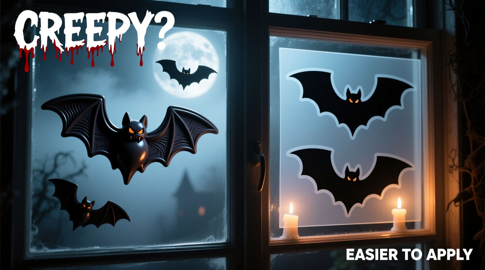 3d bat stickers vs window clings for halloween which is creepier and easier
