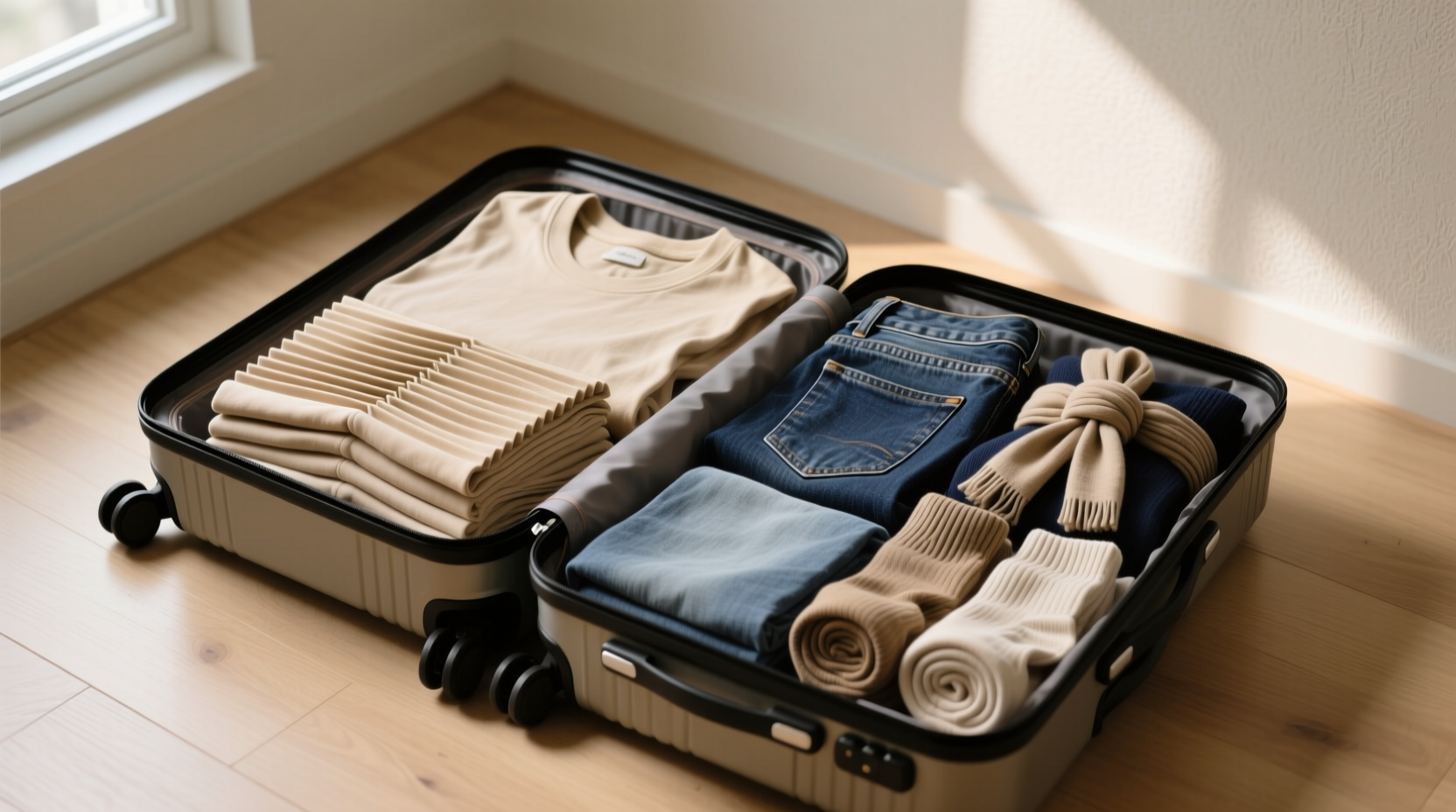 fit everything in one carry on by interfolding clothes